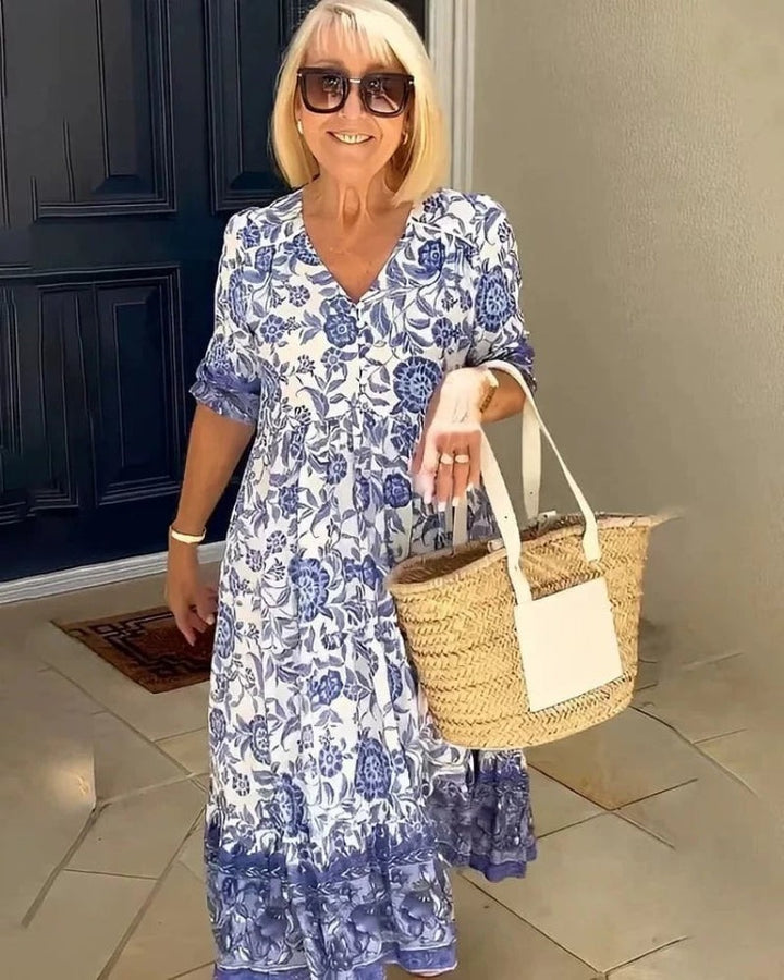 Azariah - Elegant Floral Dress with V-Neck