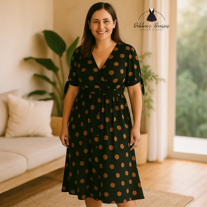 Fania - Polka Dots V-Neck Dress