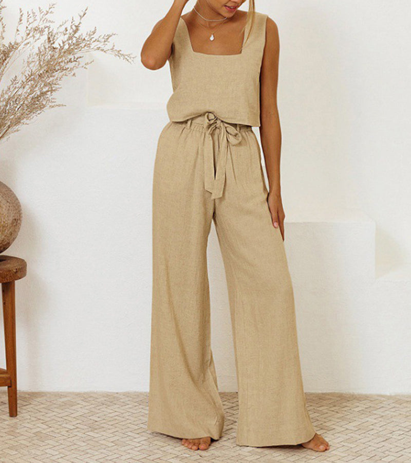 Milena - Minimalist Top and Wide-Leg Pants Set