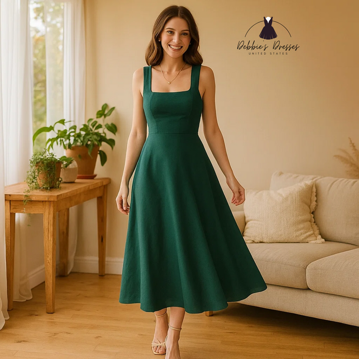 Tasha - Elegant Square Neck Dress