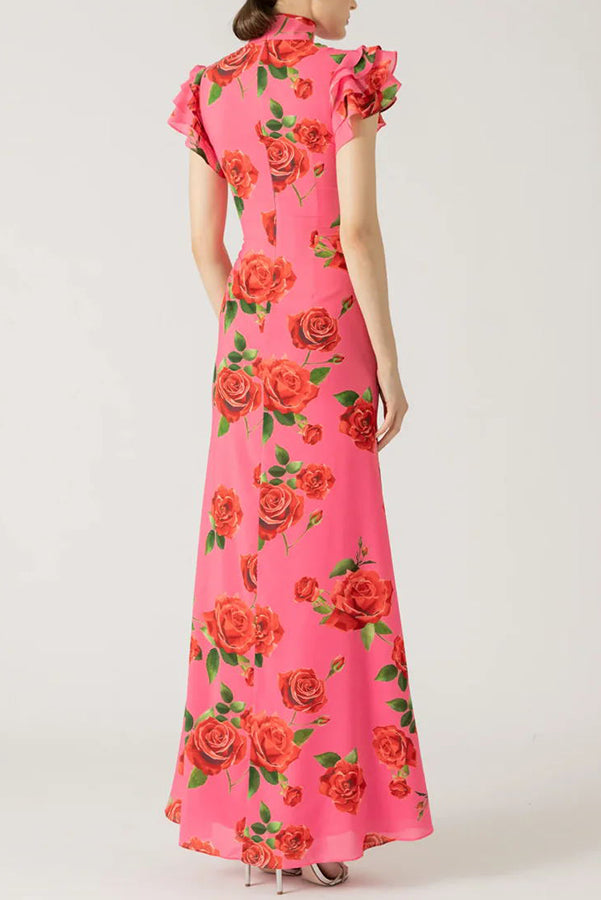 Janine - Floral Mandarin Dress