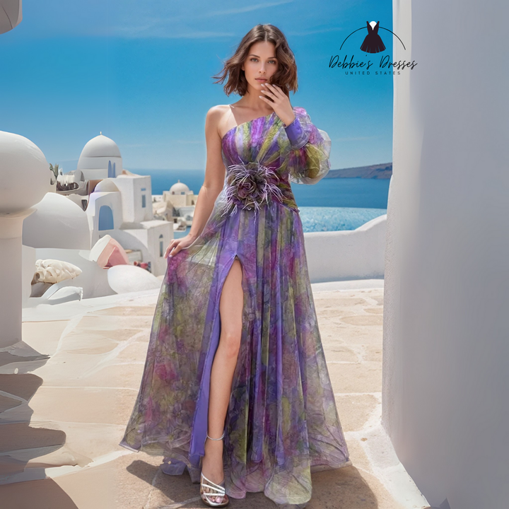 KAYLA - One-Shoulder Floral Maxi Dress