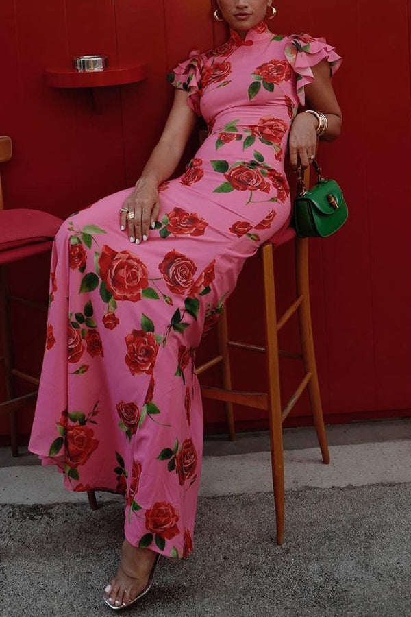 Janine - Floral Mandarin Dress