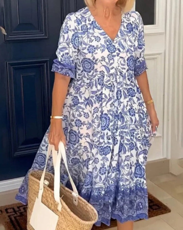 Azariah - Elegant Floral Dress with V-Neck