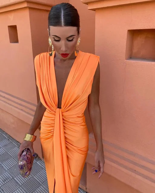 Khela - Fiery Drape Dress