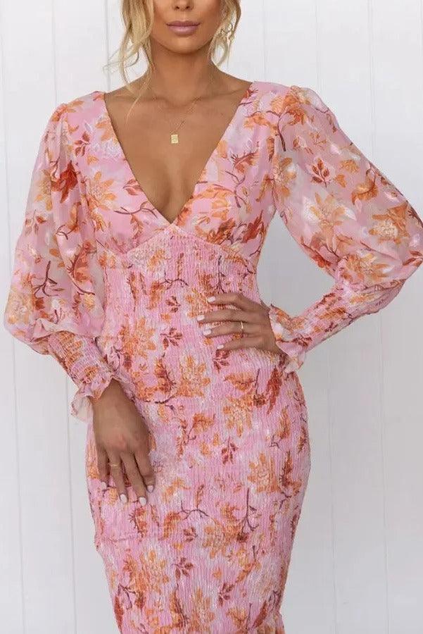 Ivonnie - Floral Ruffle Midi Dress
