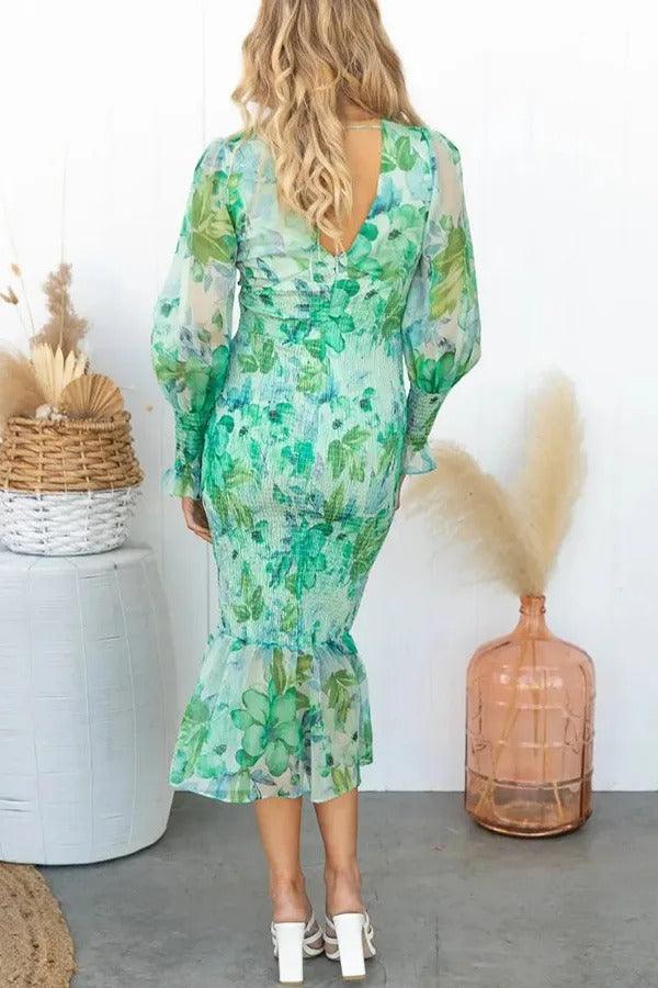 Ivonnie - Floral Ruffle Midi Dress