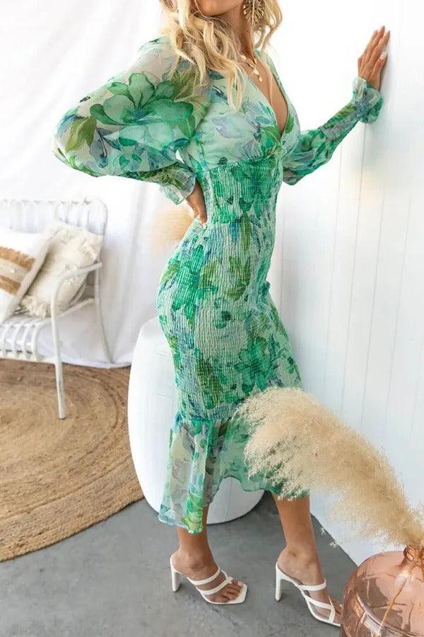 Ivonnie - Floral Ruffle Midi Dress