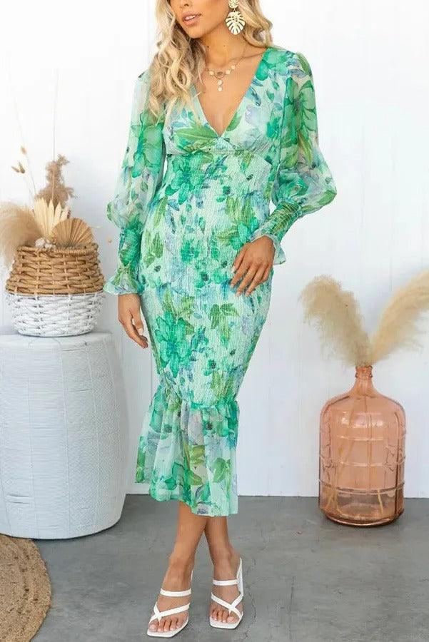 Ivonnie - Floral Ruffle Midi Dress