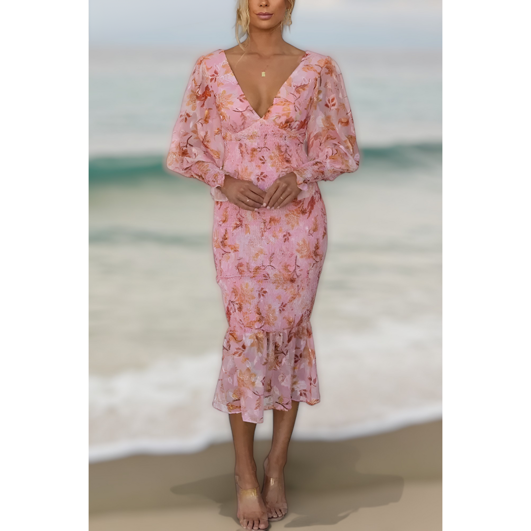 Ivonnie - Floral Ruffle Midi Dress